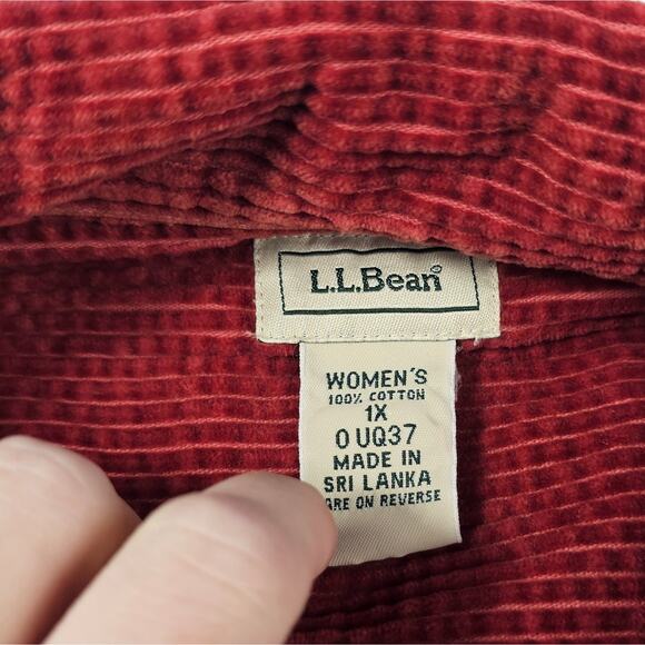 Ll bean coral corduroy womens shaket Button up warm winter 1X minimalist comfy - Picture 6 of 8